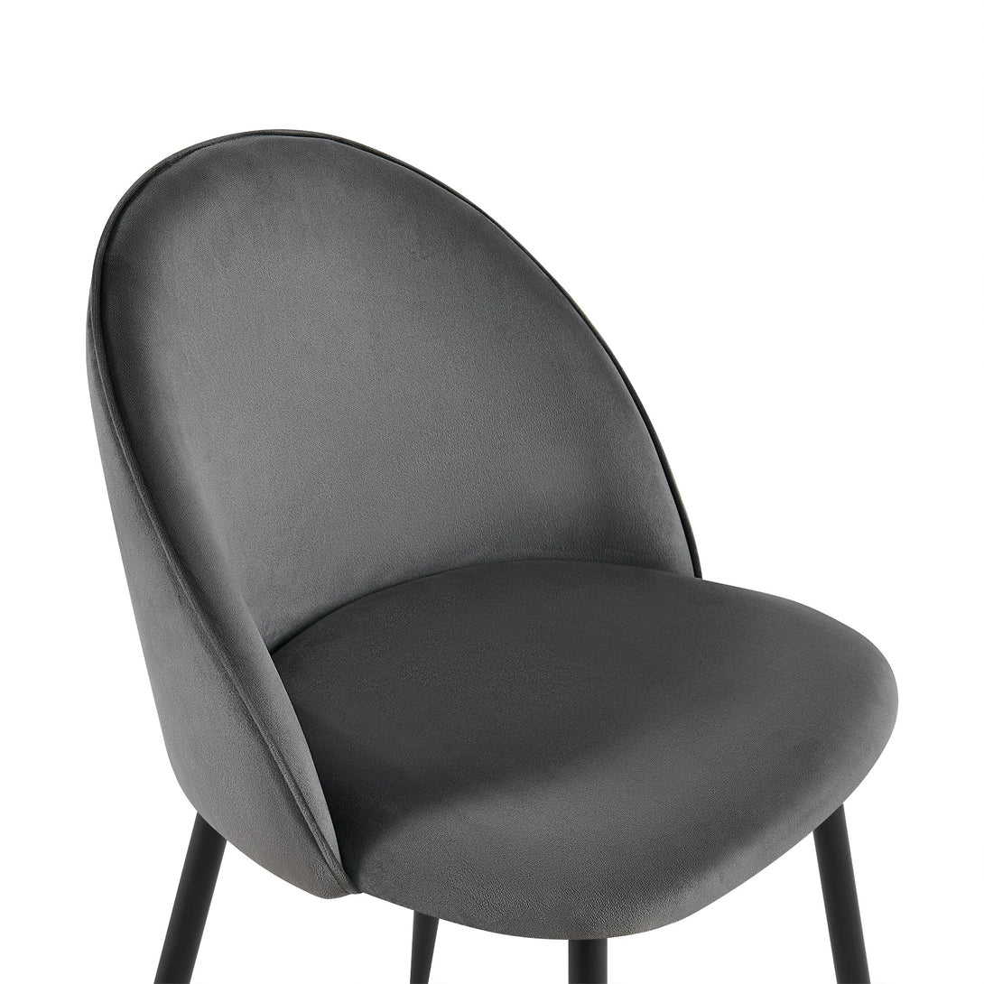 Avela Velvet Dining Chair - Set of 4 - Dark Grey