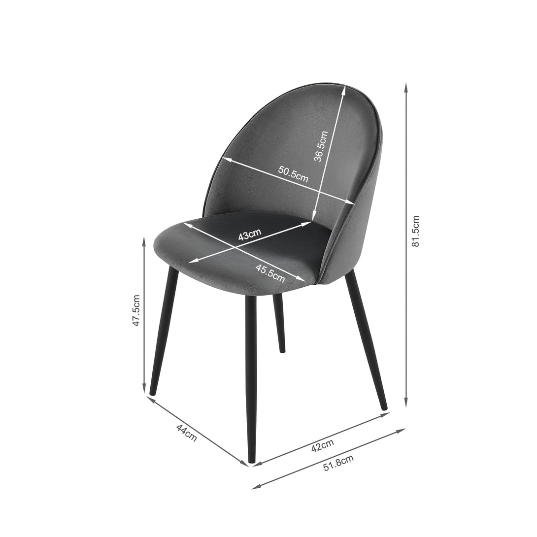 Avela Velvet Dining Chair - Set of 4 - Dark Grey