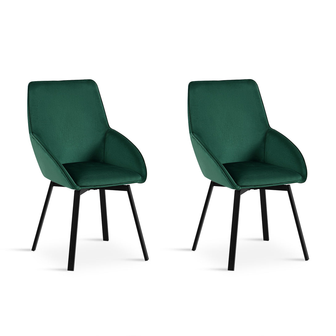 Everlow Swivel Velvet Dining Chair - Set of 2 - Green