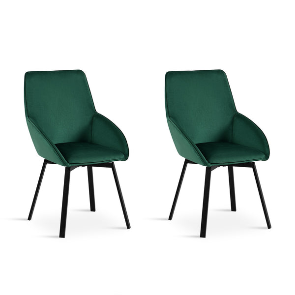 Everlow Swivel Velvet Dining Chair - Set of 2 - Green