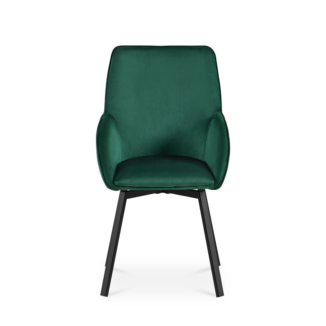 Everlow Swivel Velvet Dining Chair - Set of 2 - Green