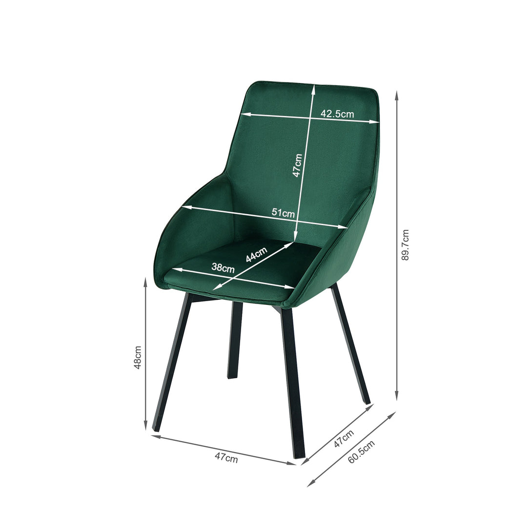 Everlow Swivel Velvet Dining Chair - Set of 2 - Green