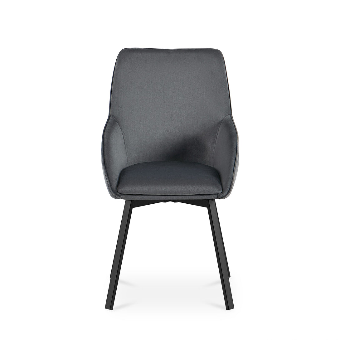 Swivel Velvet Dining Chair - Set of 2 - Dark Grey