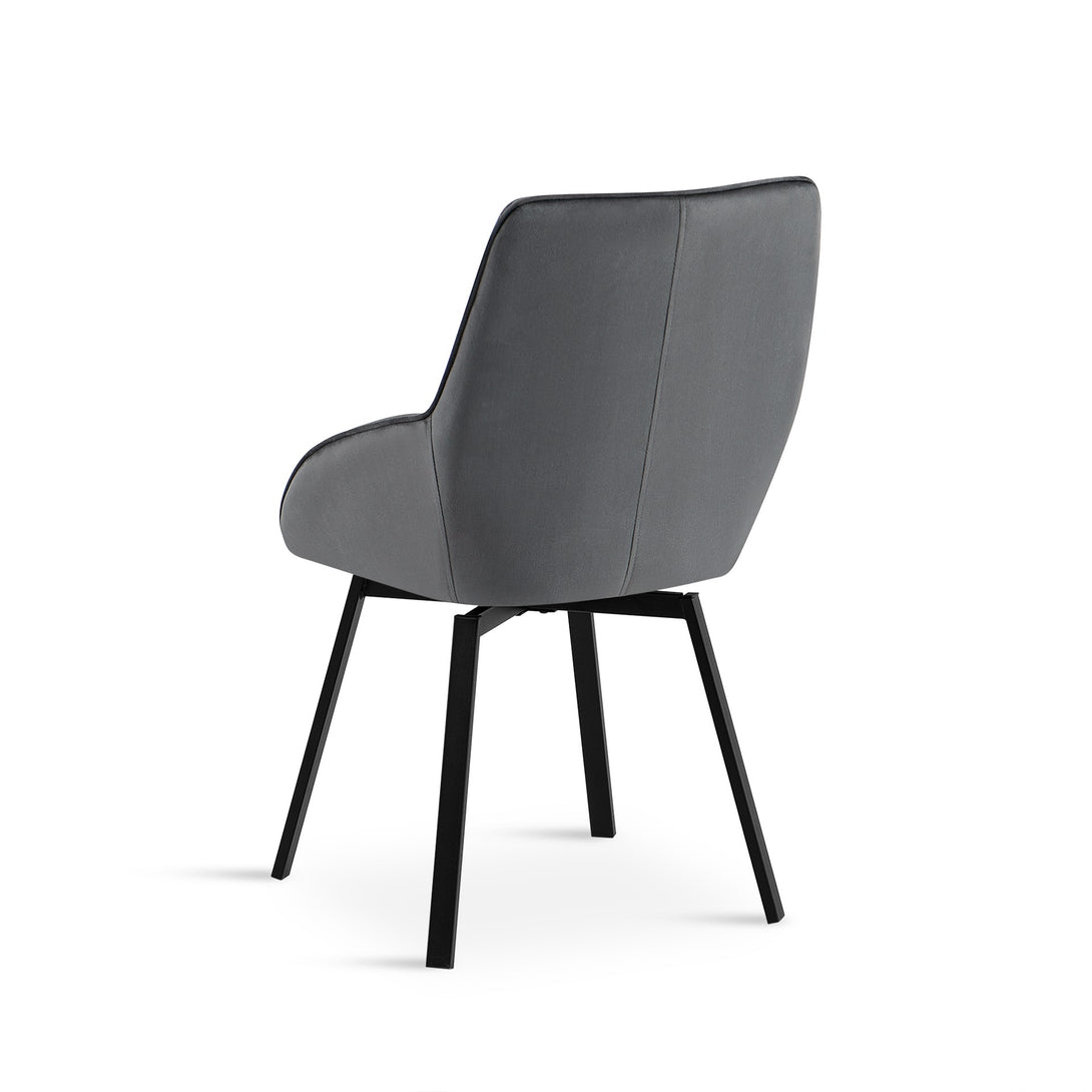 Swivel Velvet Dining Chair - Set of 2 - Dark Grey