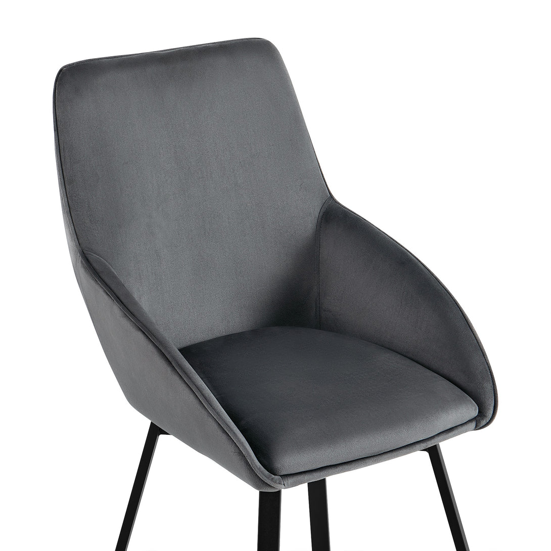 Swivel Velvet Dining Chair - Set of 2 - Dark Grey