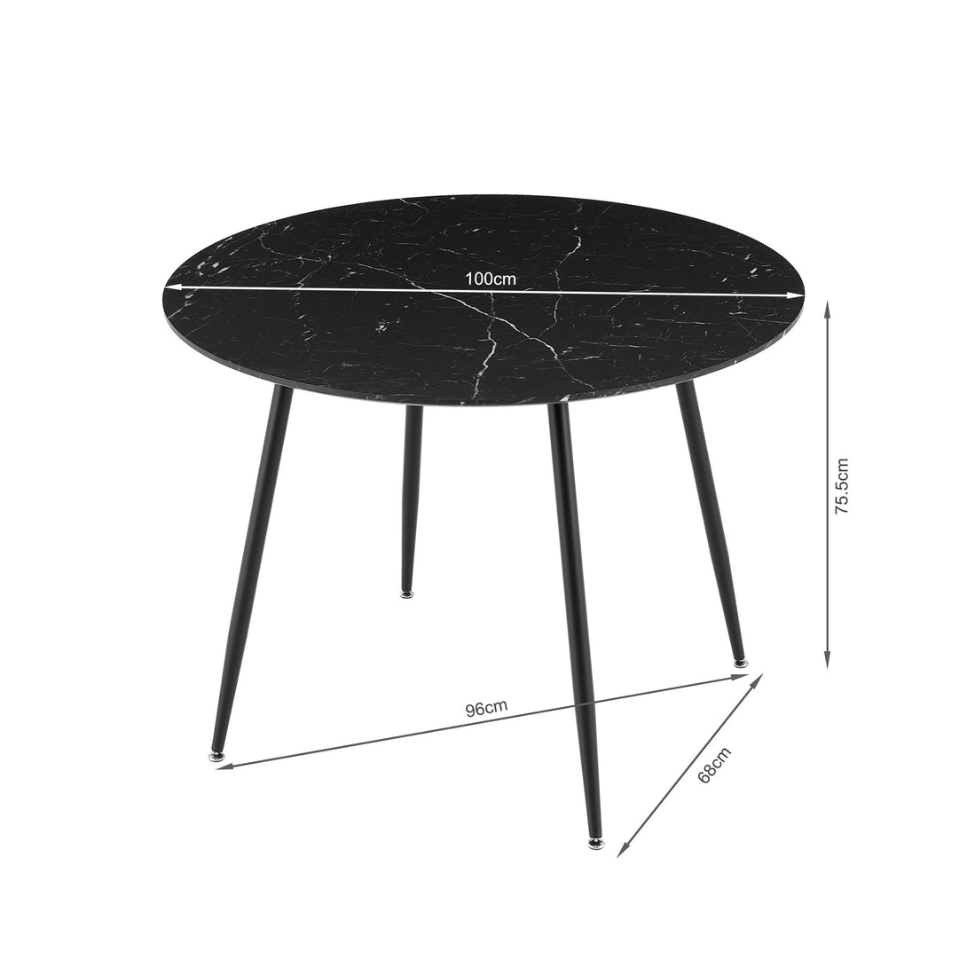 Elijah 100cm Round Dining Table - Black Silver