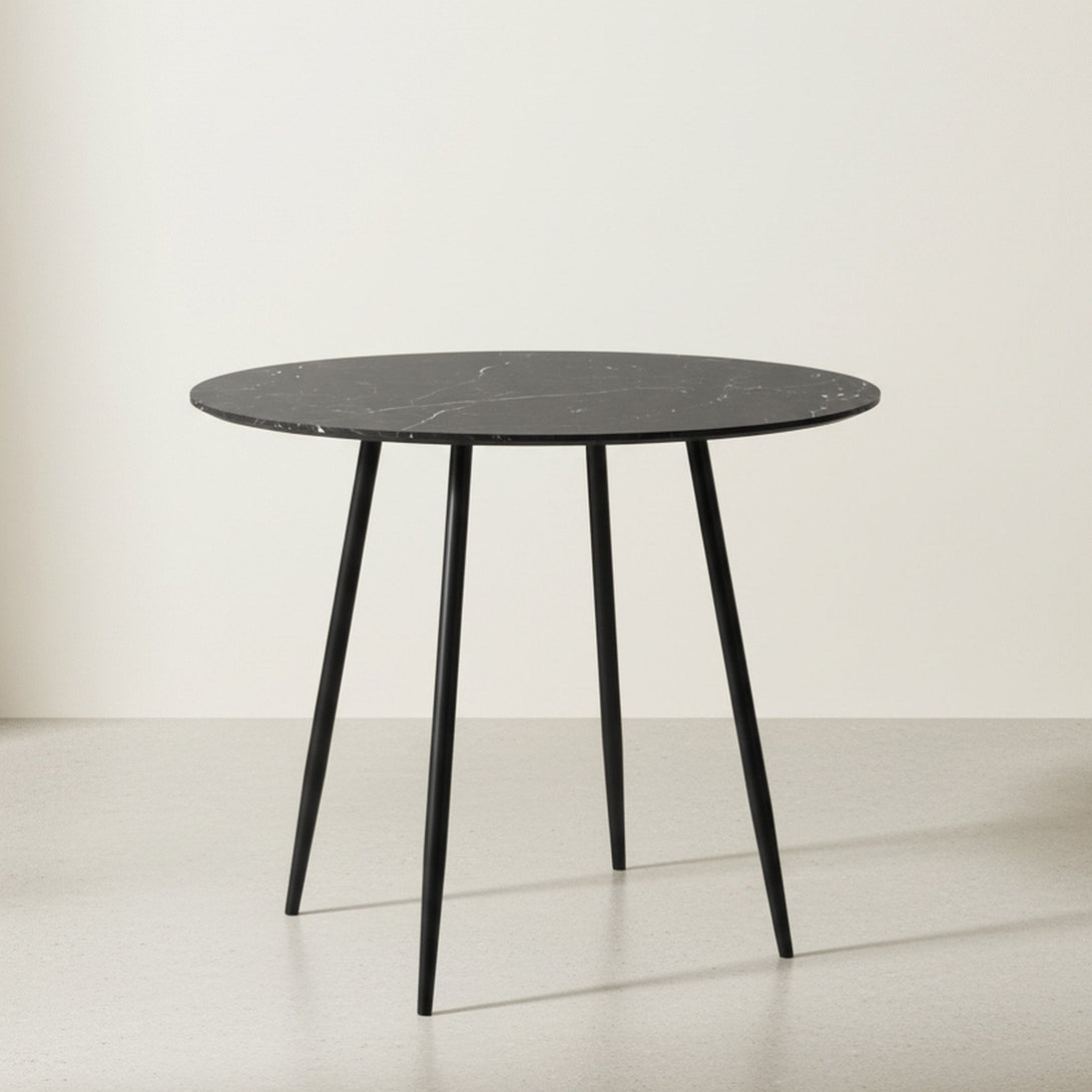 Elijah 100cm Round Dining Table - Black Silver