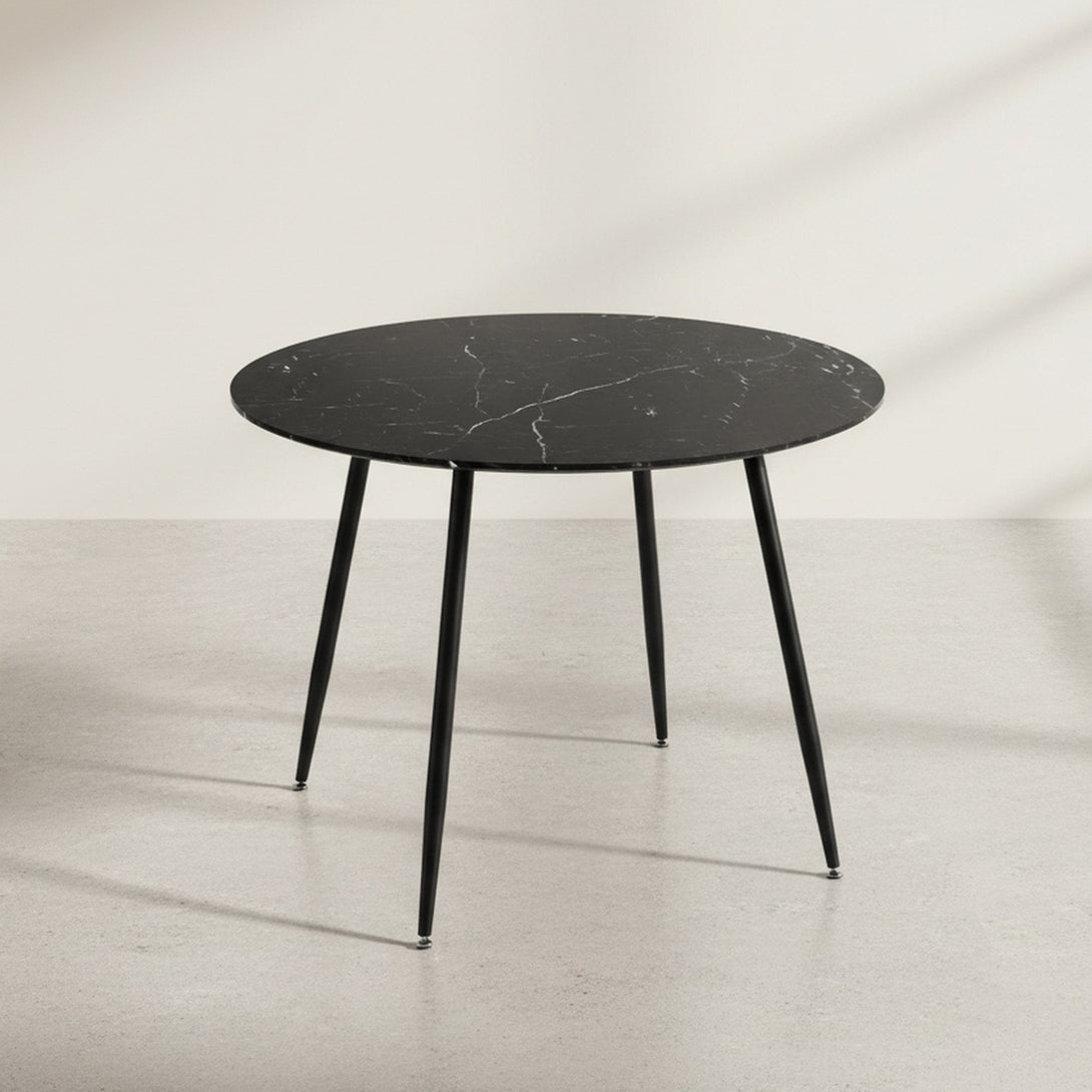 Elijah 100cm Round Dining Table - Black Silver