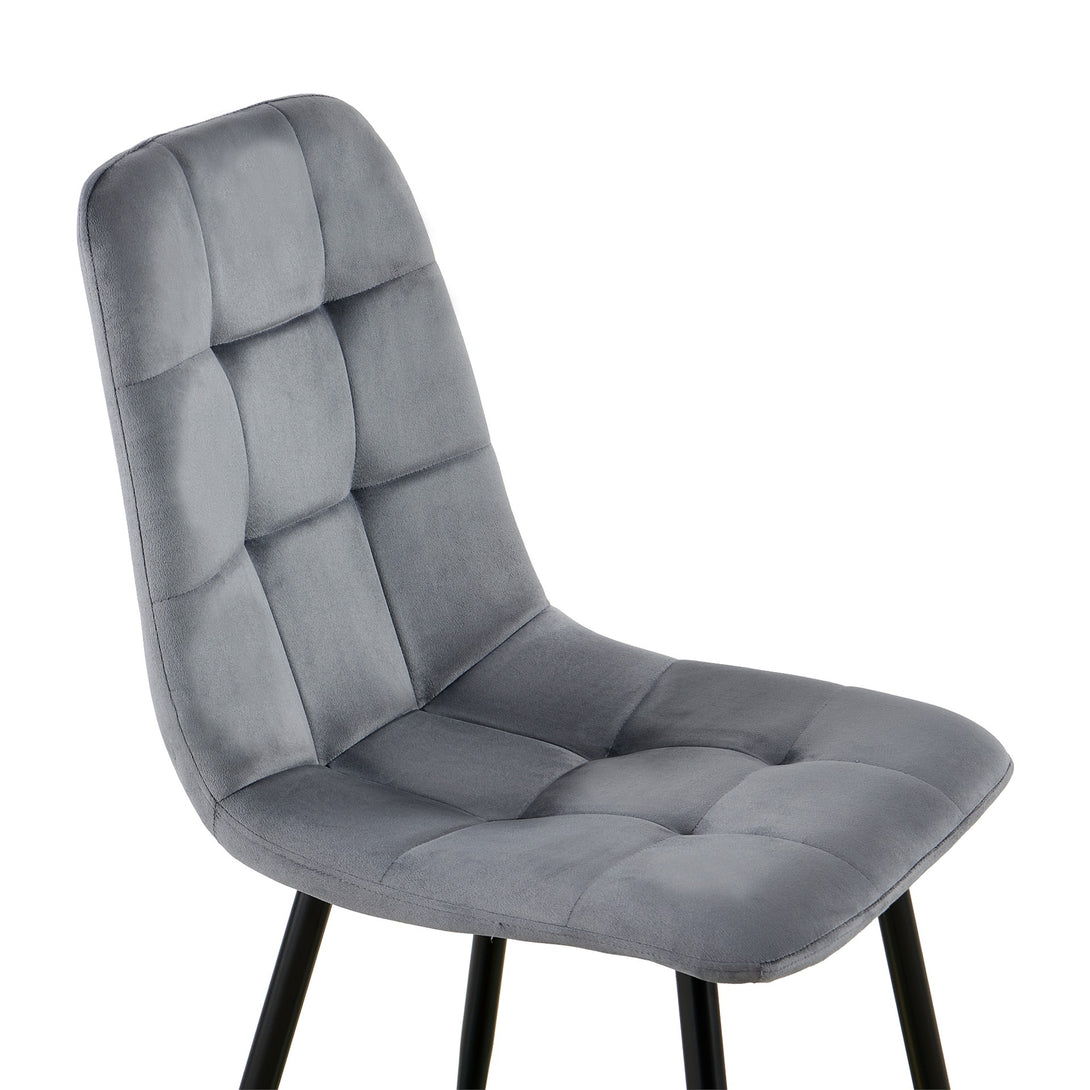 Livo Velvet Dining Chair - Set of 4 - Grey