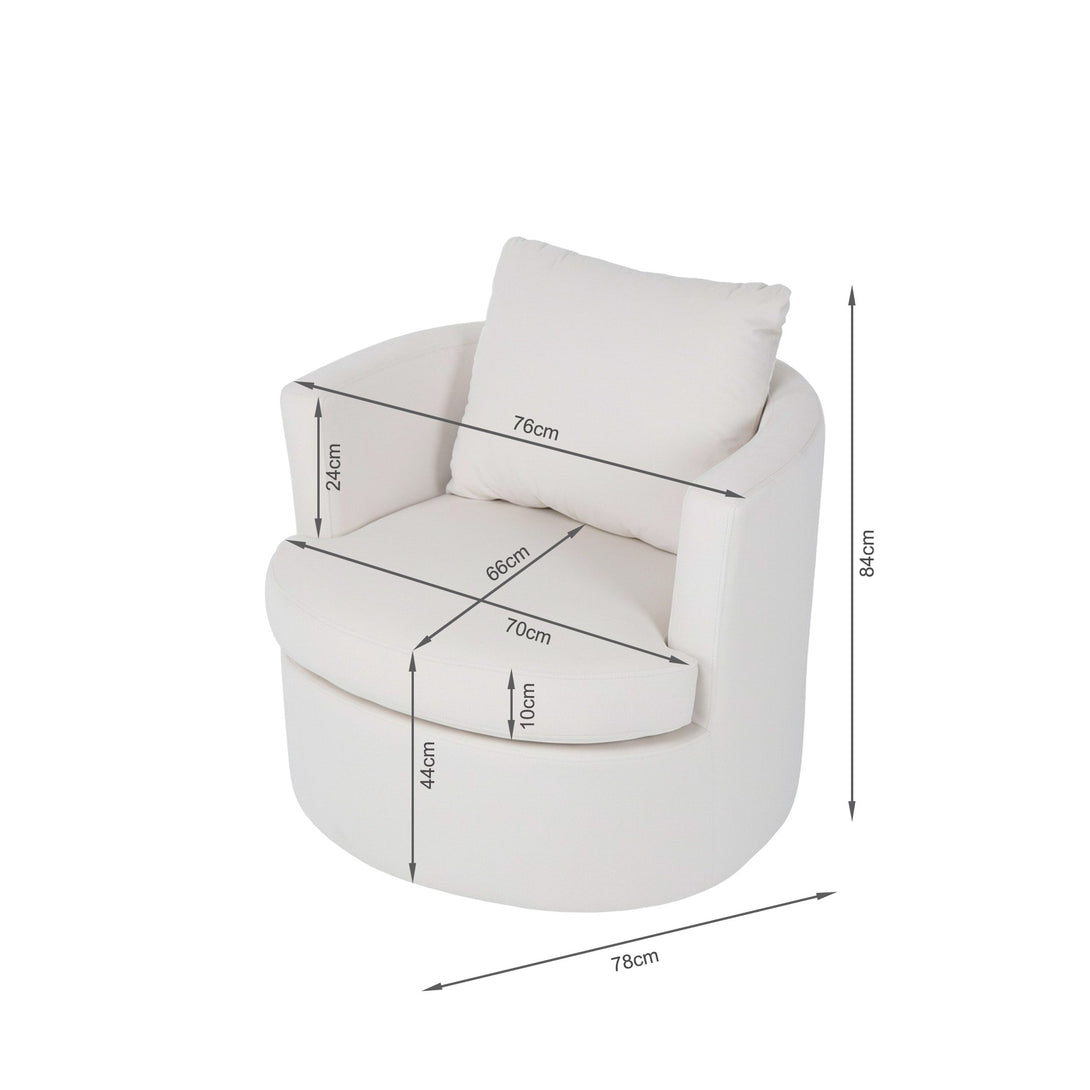 Luva Velvet Swivel Sofa Chair - Cream