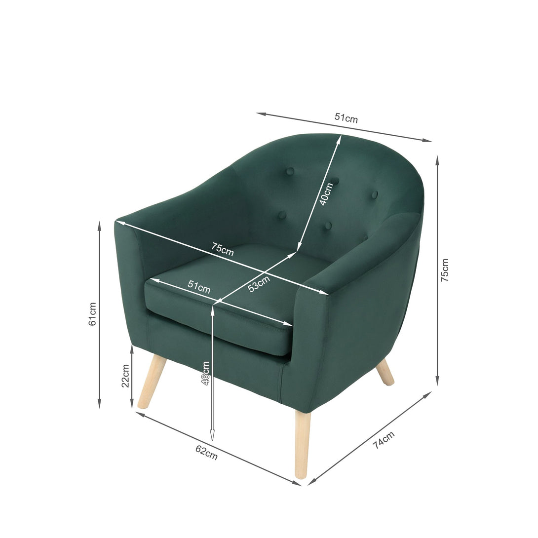 Millo Velvet Armchair - Dark Green