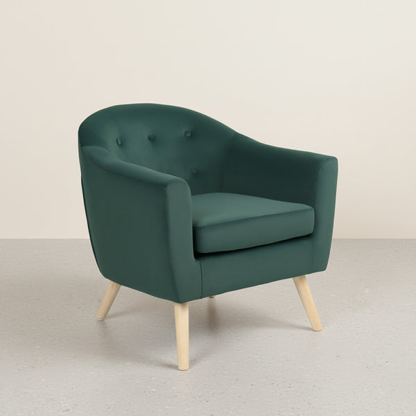 Millo Velvet Armchair - Dark Green