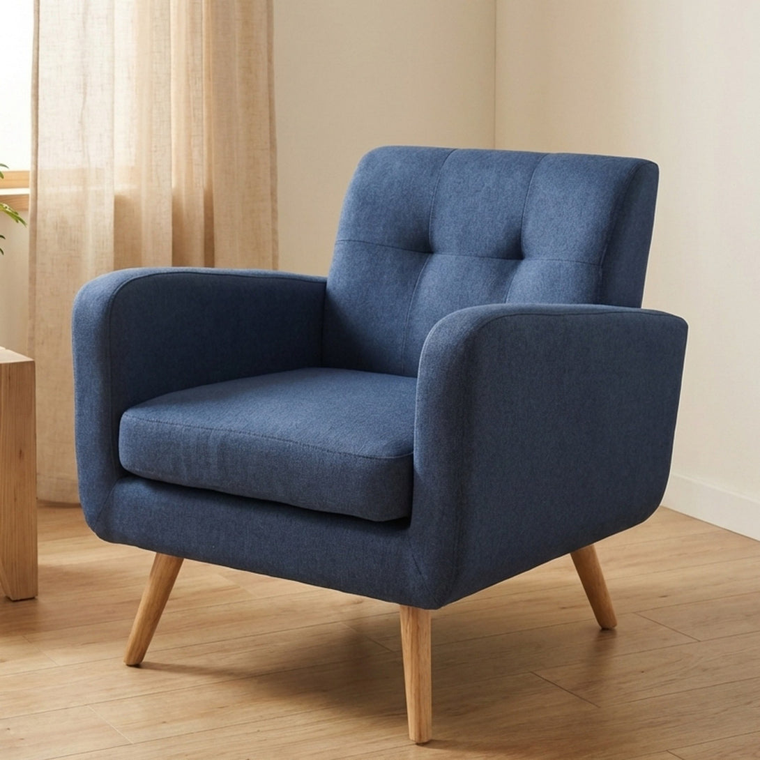 Tulo Linen Armchair - Dark Blue