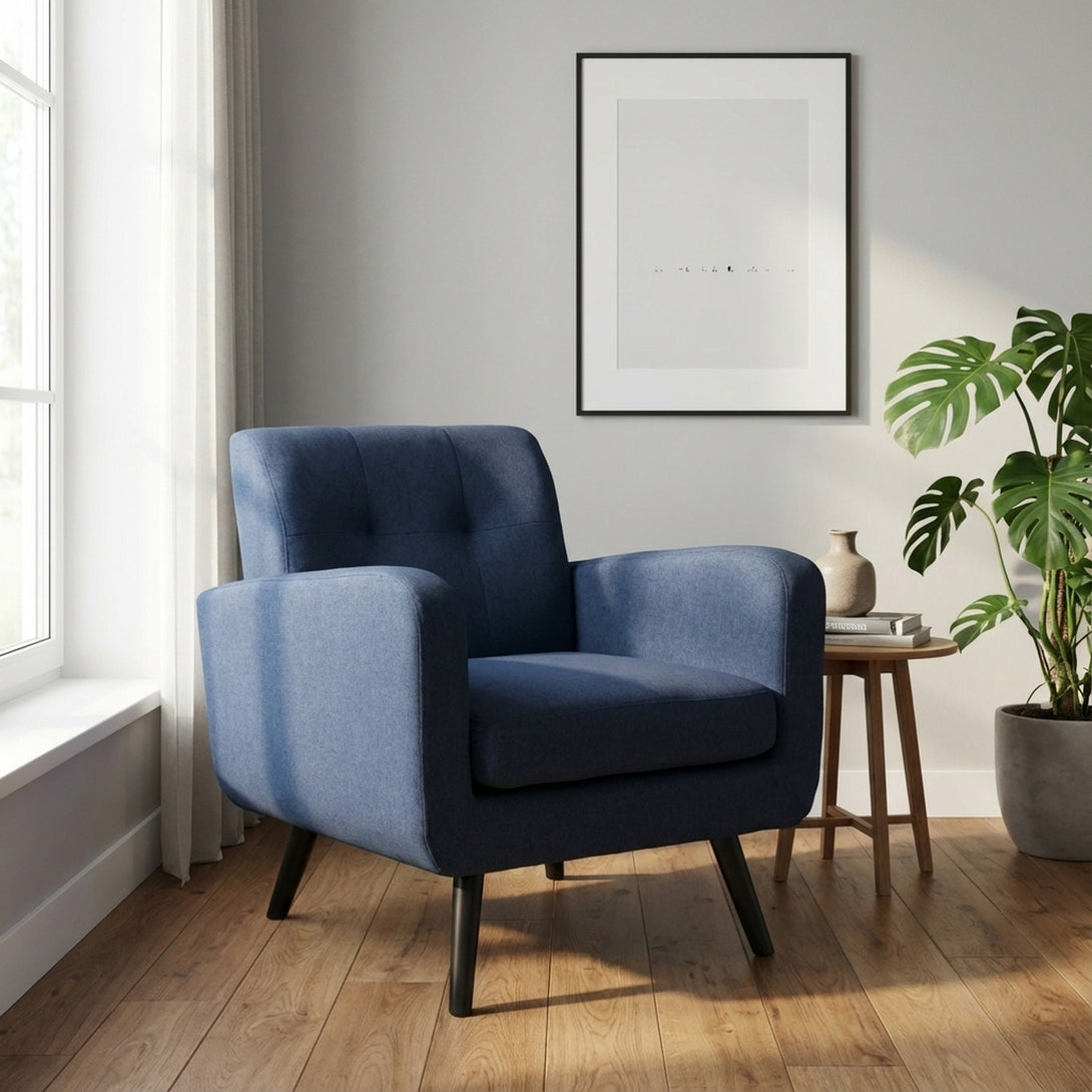 Tulo Linen Armchair - Dark Blue