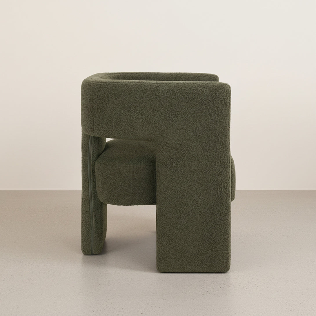 Rivo Boucle Armchair - Dark Green
