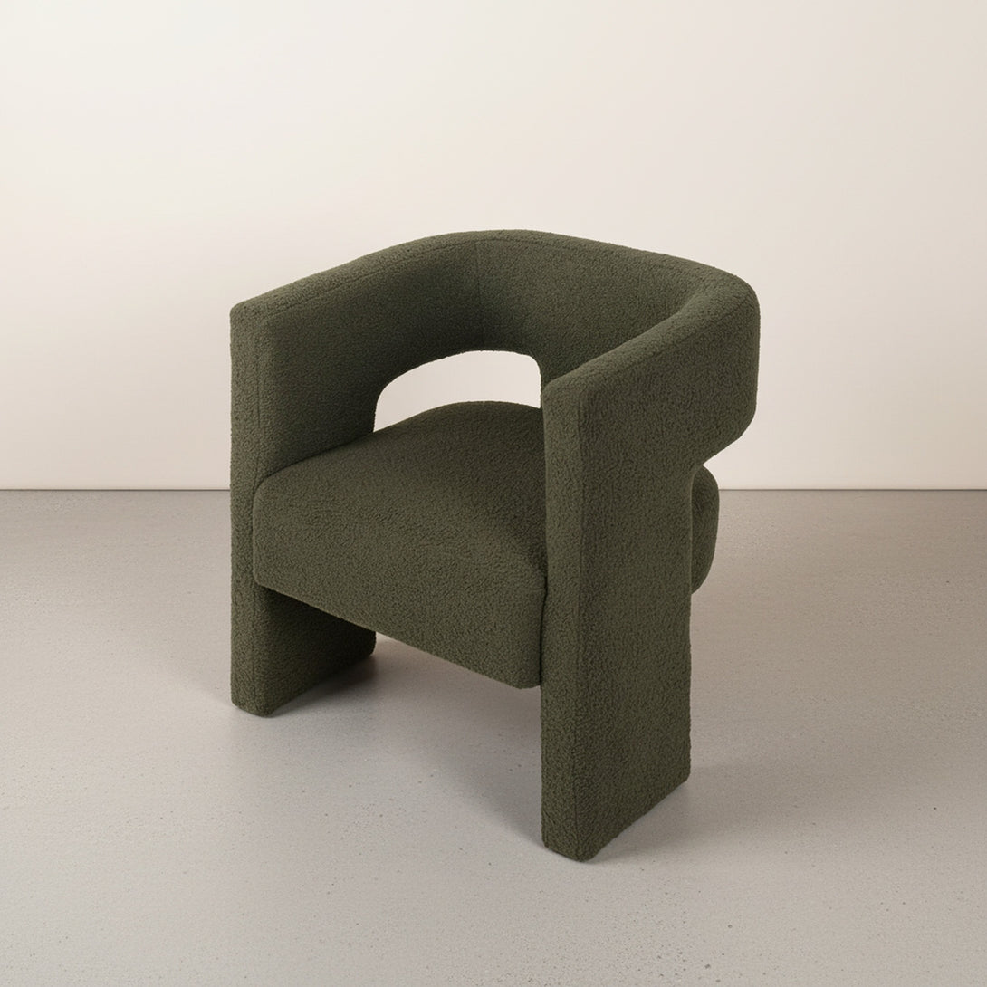 Rivo Boucle Armchair - Dark Green