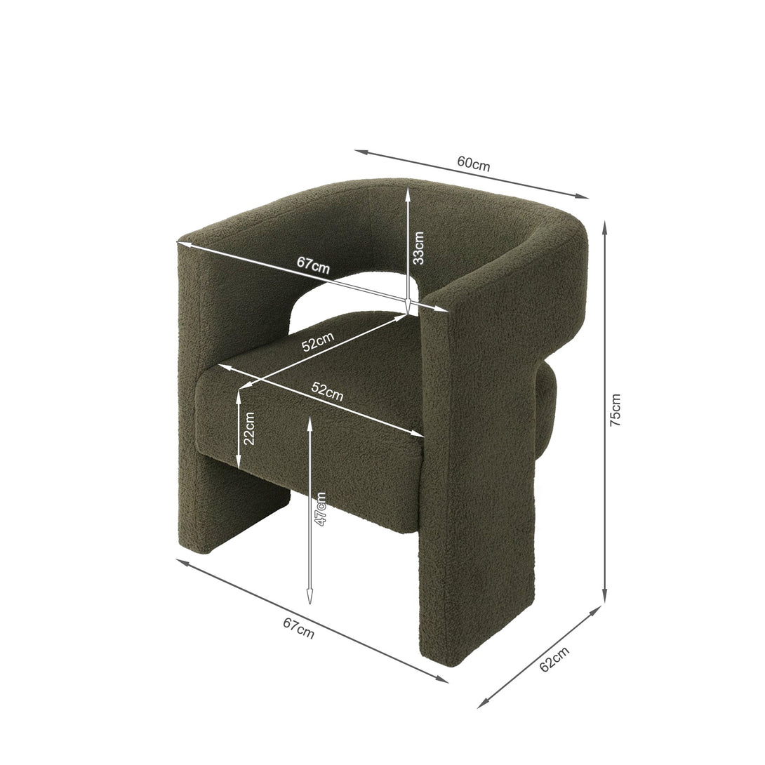 Rivo Boucle Armchair - Dark Green