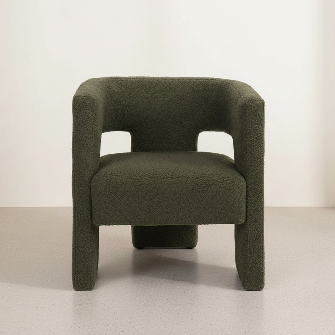 Rivo Boucle Armchair - Dark Green