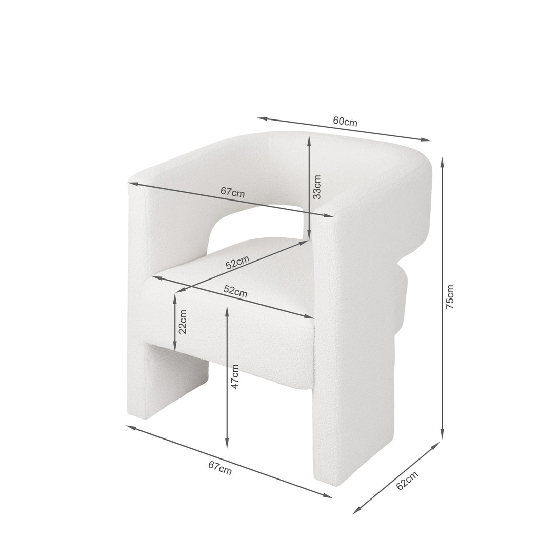 Rivo Boucle Armchair - White