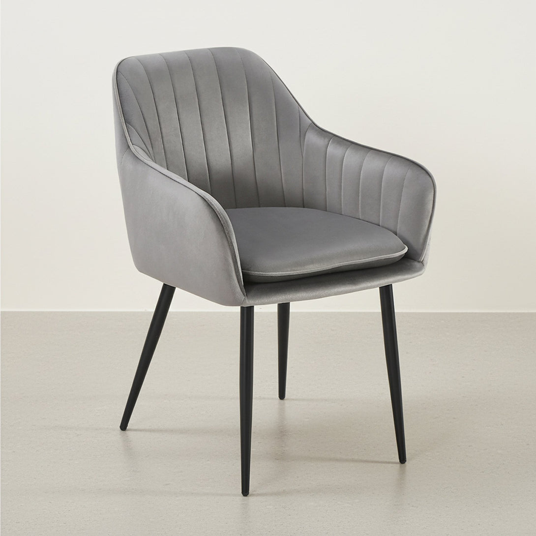 Adelaide Velvet Dining Chairs - Set of 2 - Light Grey