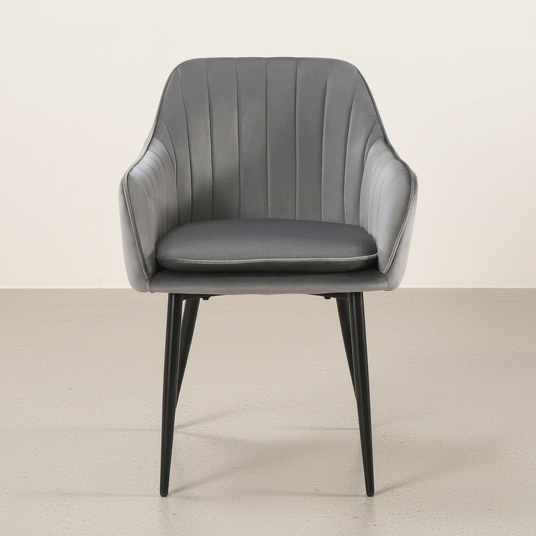 Adelaide Velvet Dining Chairs - Set of 2 - Light Grey