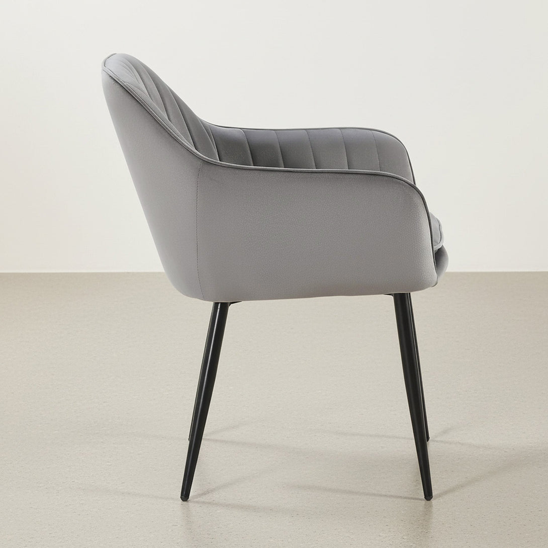 Adelaide Velvet Dining Chairs - Set of 2 - Light Grey