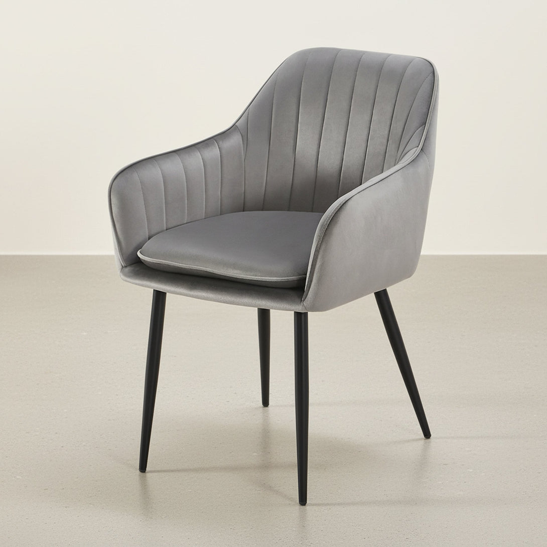 Adelaide Velvet Dining Chairs - Set of 2 - Light Grey