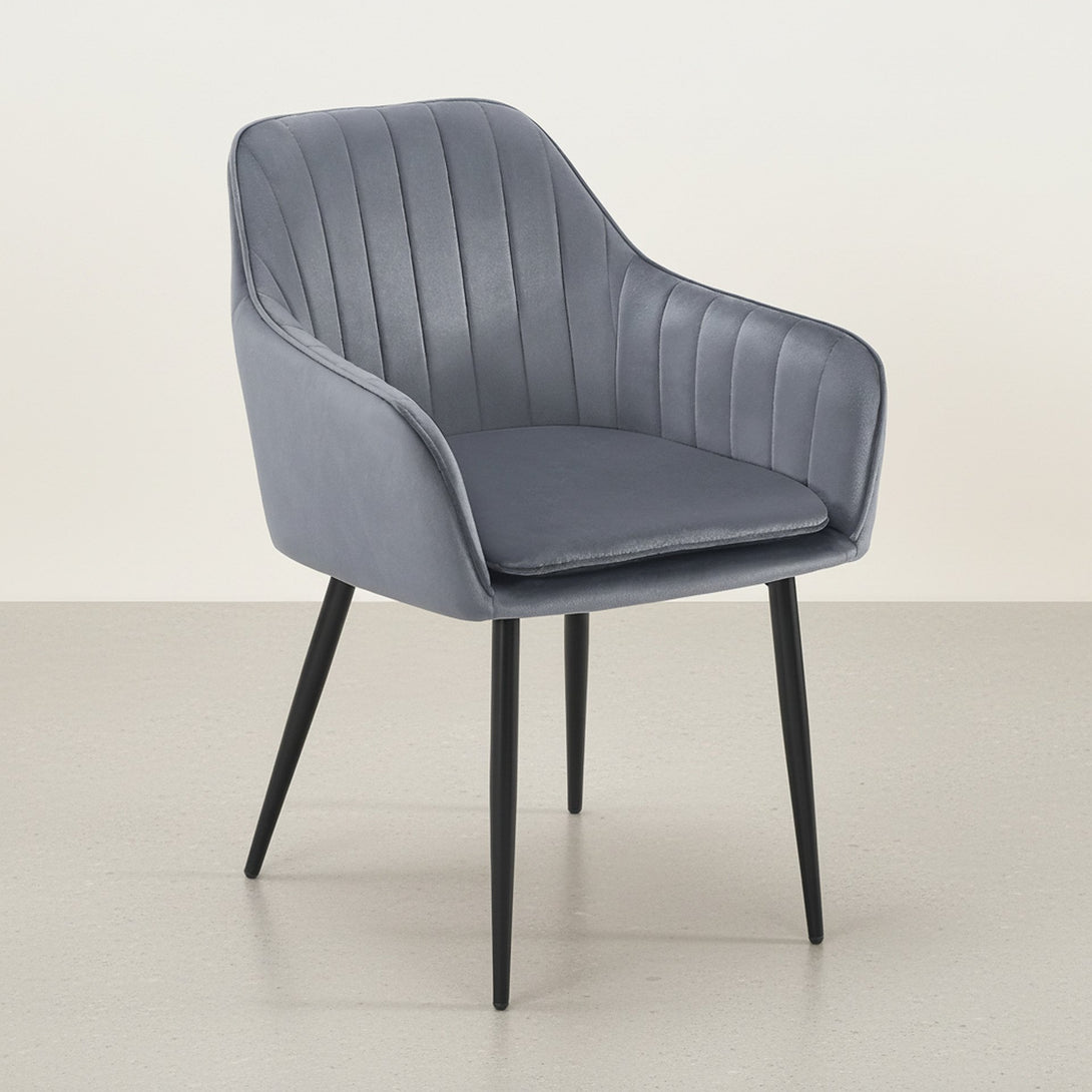 Adelaide Velvet Dining Chairs - Set of 2 - Dark Grey