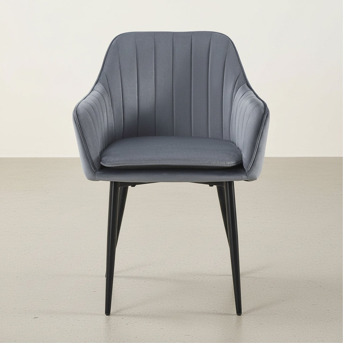 Adelaide Velvet Dining Chairs - Set of 2 - Dark Grey