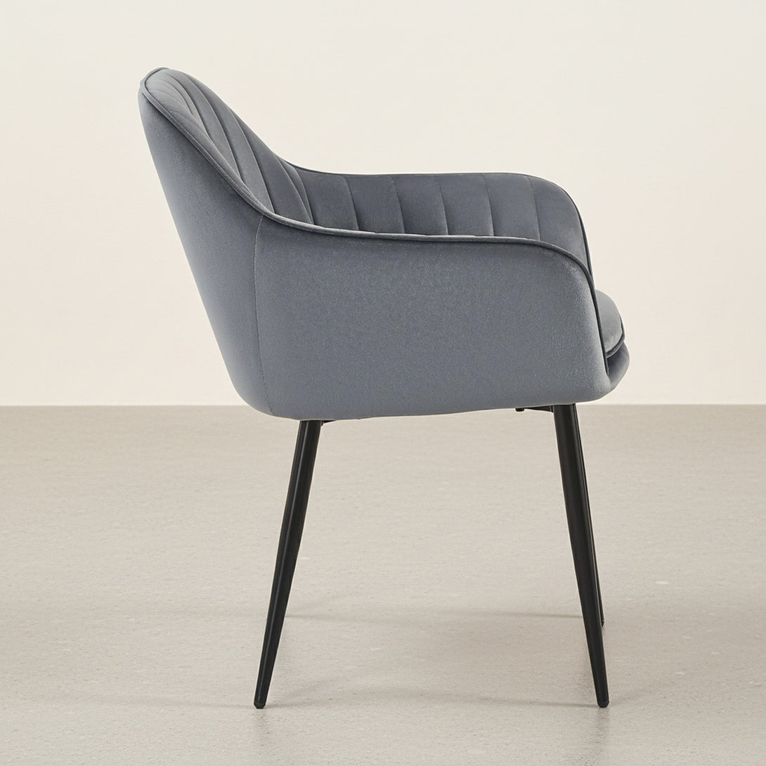 Adelaide Velvet Dining Chairs - Set of 2 - Dark Grey