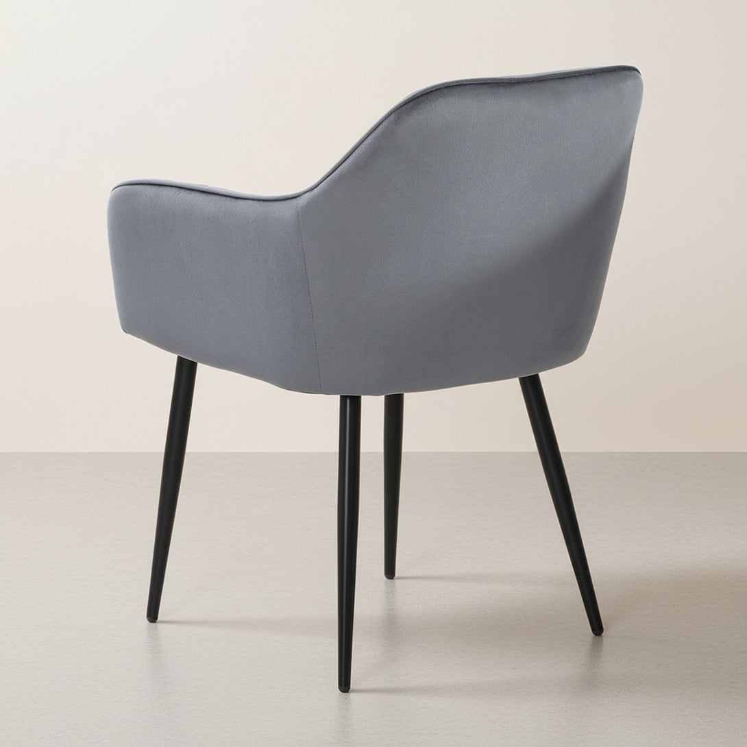 Adelaide Velvet Dining Chairs - Set of 2 - Dark Grey