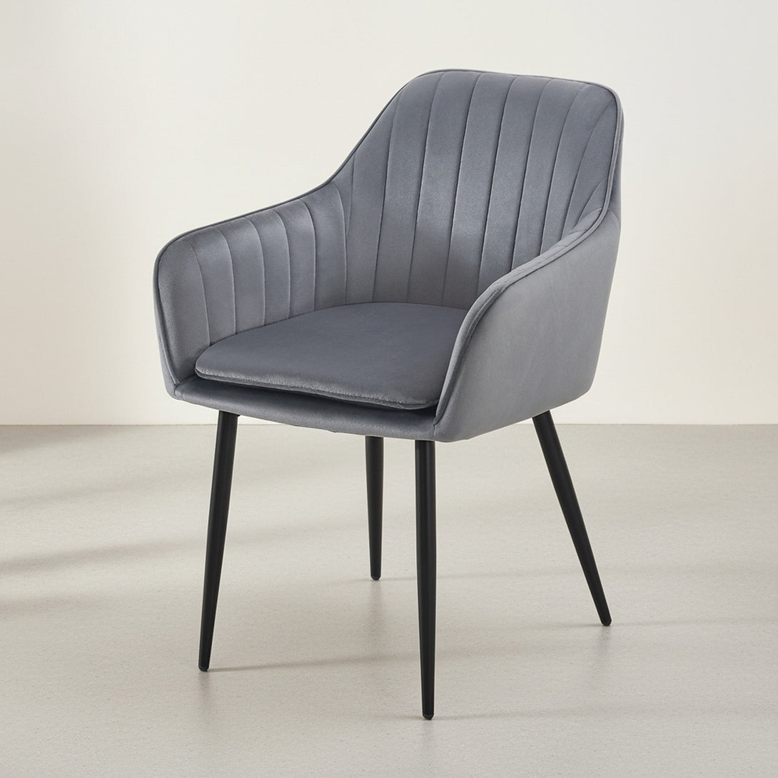 Adelaide Velvet Dining Chairs - Set of 2 - Dark Grey