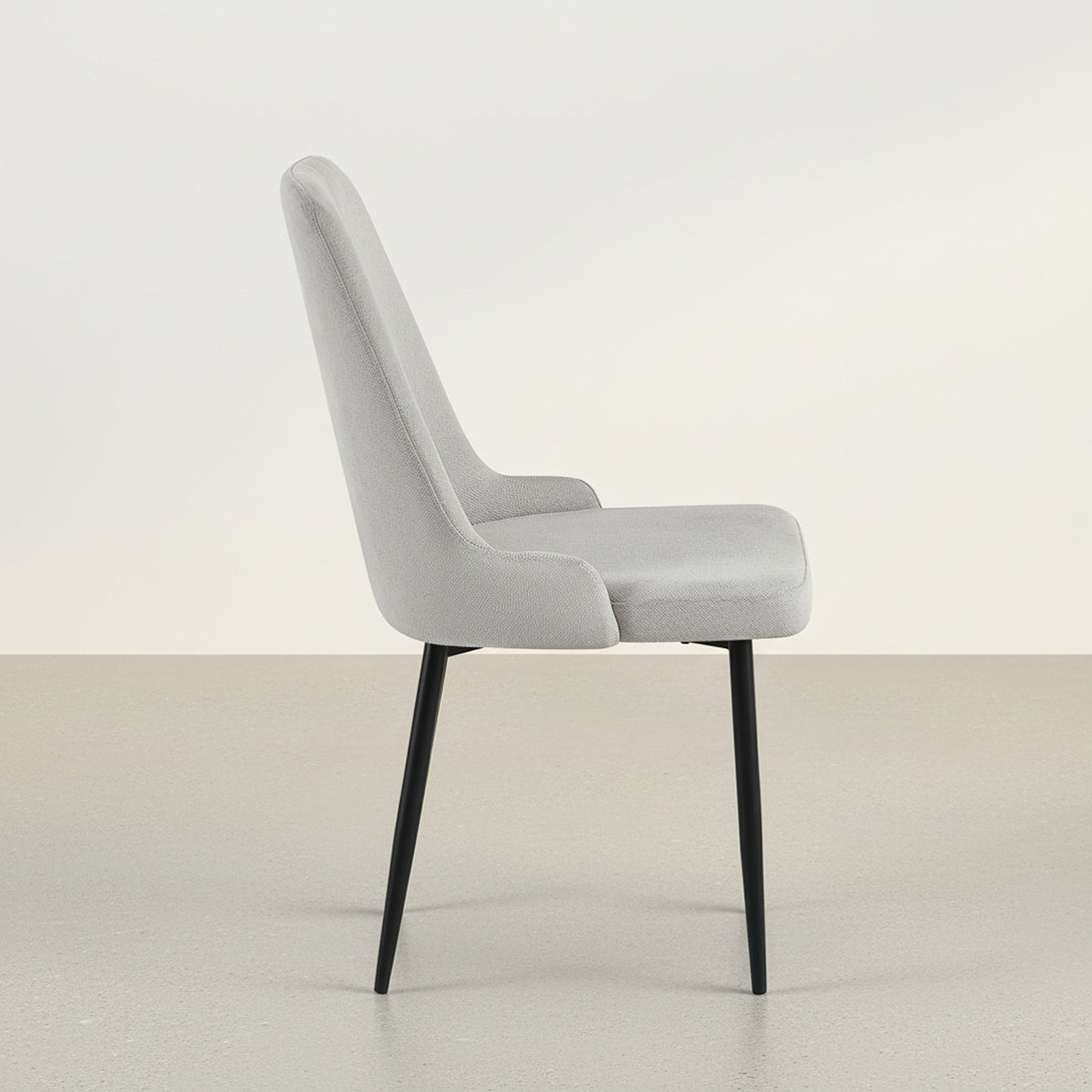 Oliro Linen Dining Chair - Set of 4 - Light Grey