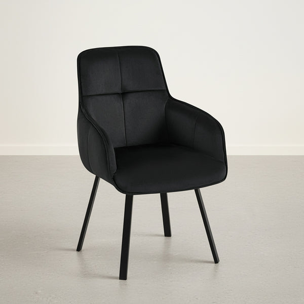 Elora Swivel Velvet Dining Chair - Set of 2 - Black