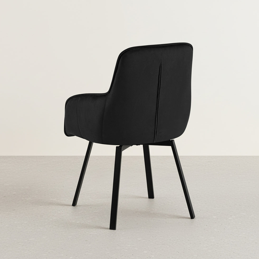 Elora Swivel Velvet Dining Chair - Set of 2 - Black