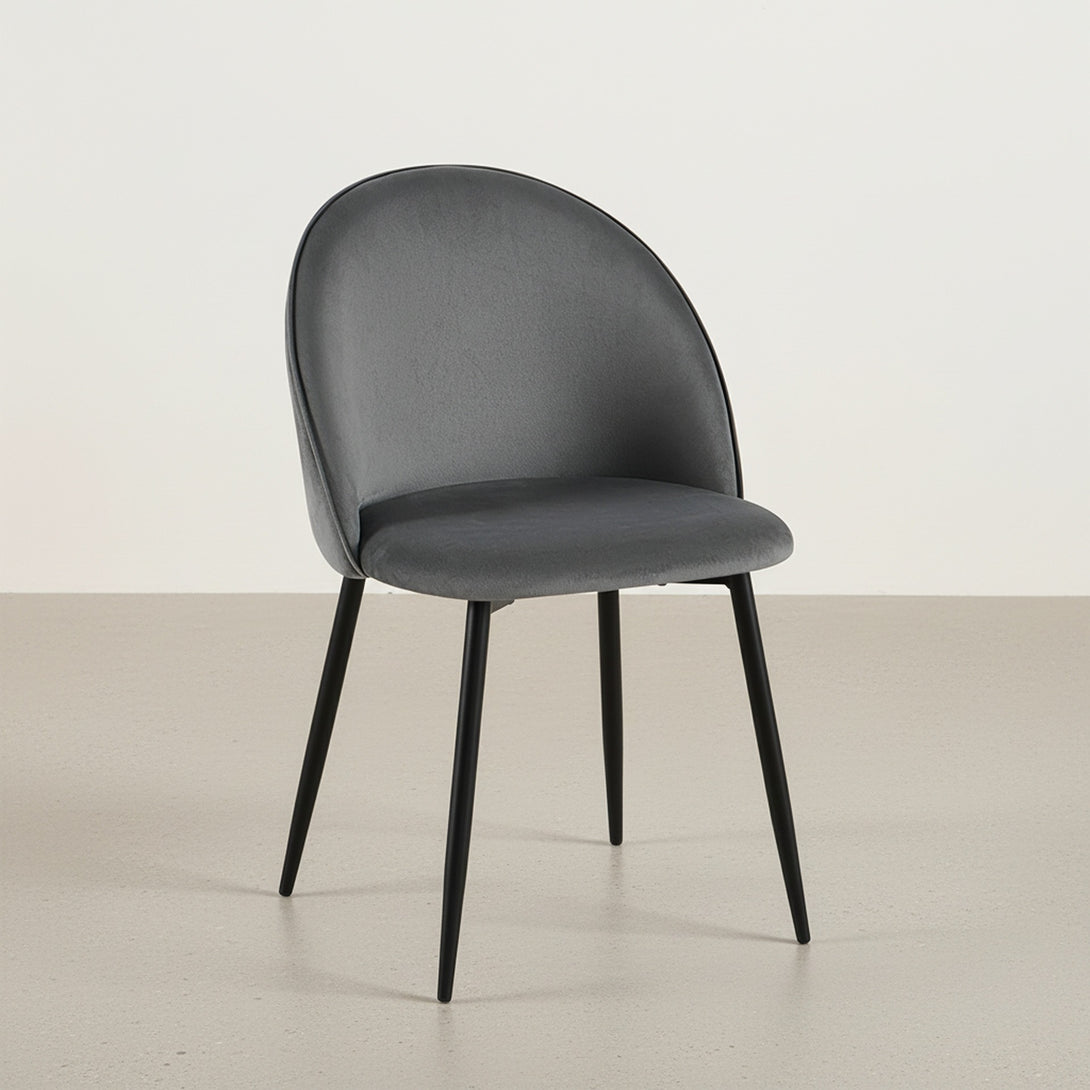 Avela Velvet Dining Chair - Set of 4 - Dark Grey