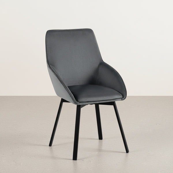 Swivel Velvet Dining Chair - Set of 2 - Dark Grey