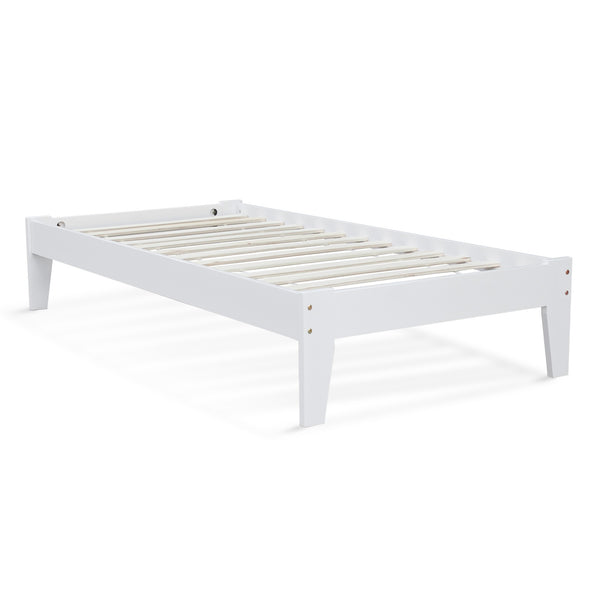 Meri Single Wooden Slat Bed Frame - White