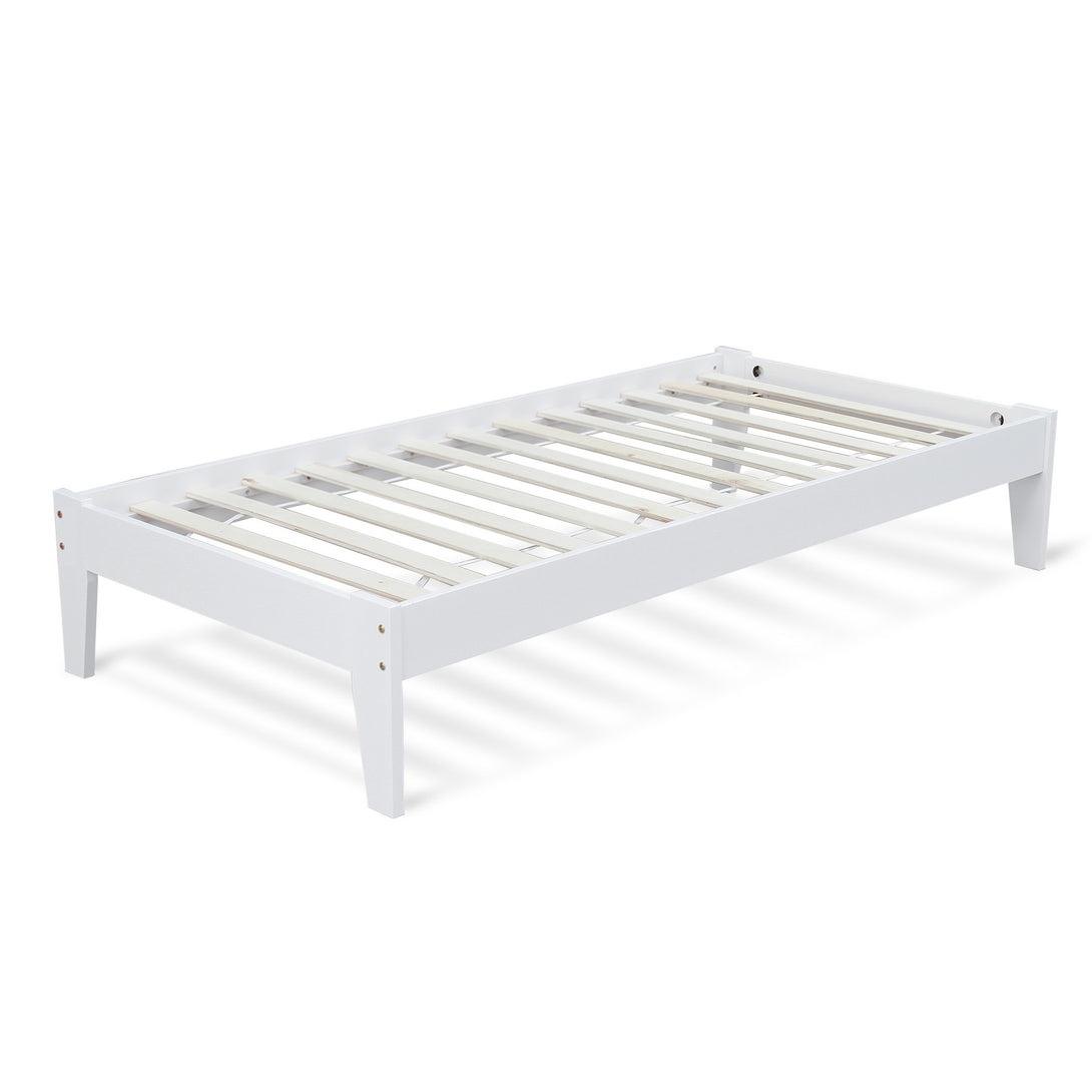 Meri Single Wooden Slat Bed Frame - White