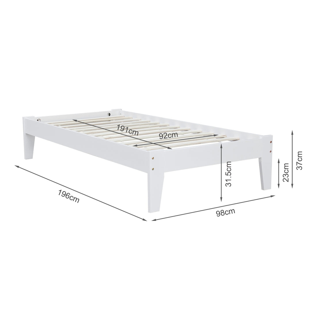 Meri Single Wooden Slat Bed Frame - White