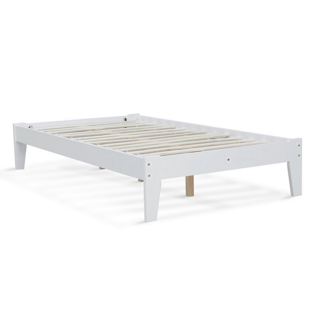 Meri King Single Wooden Slat Bed Frame - White