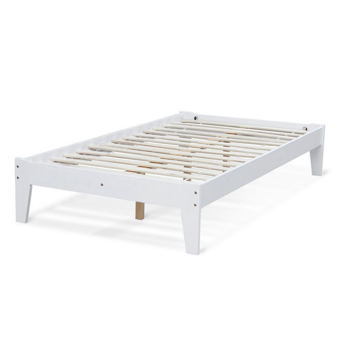 Meri King Single Wooden Slat Bed Frame - White