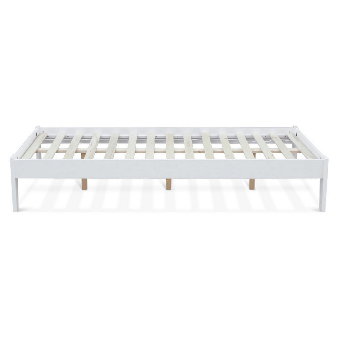 Meri King Single Wooden Slat Bed Frame - White