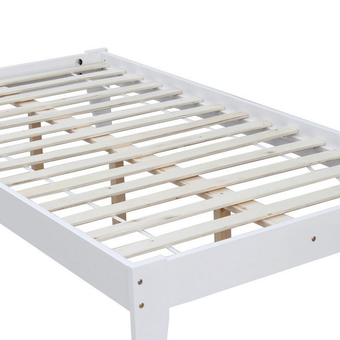 Meri King Single Wooden Slat Bed Frame - White
