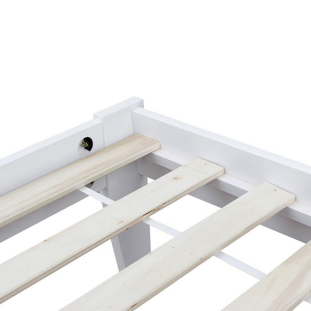 Meri King Single Wooden Slat Bed Frame - White