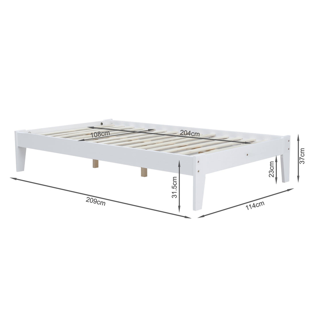 Meri King Single Wooden Slat Bed Frame - White