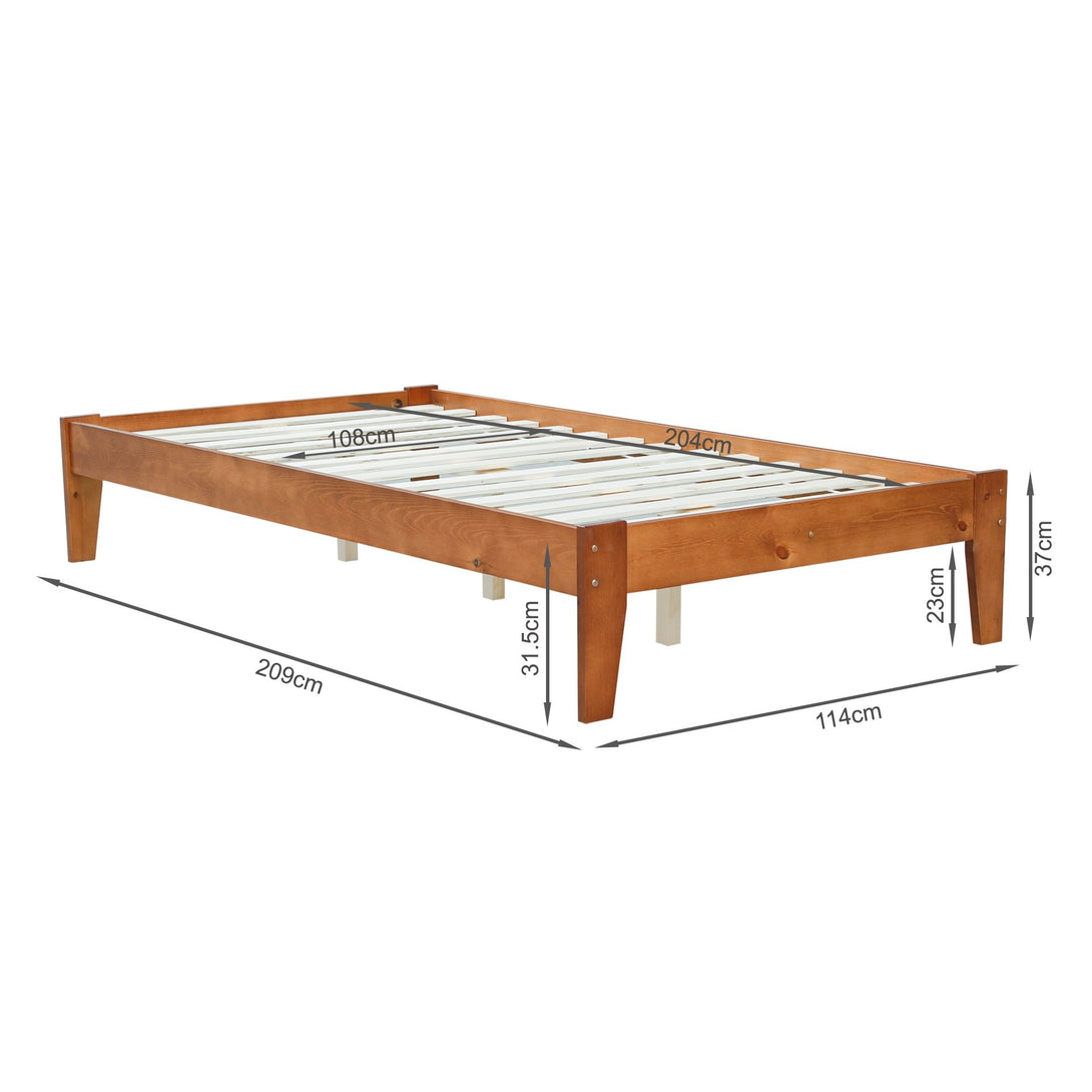 Meri King Single Wooden Slat Bed Frame - Oak