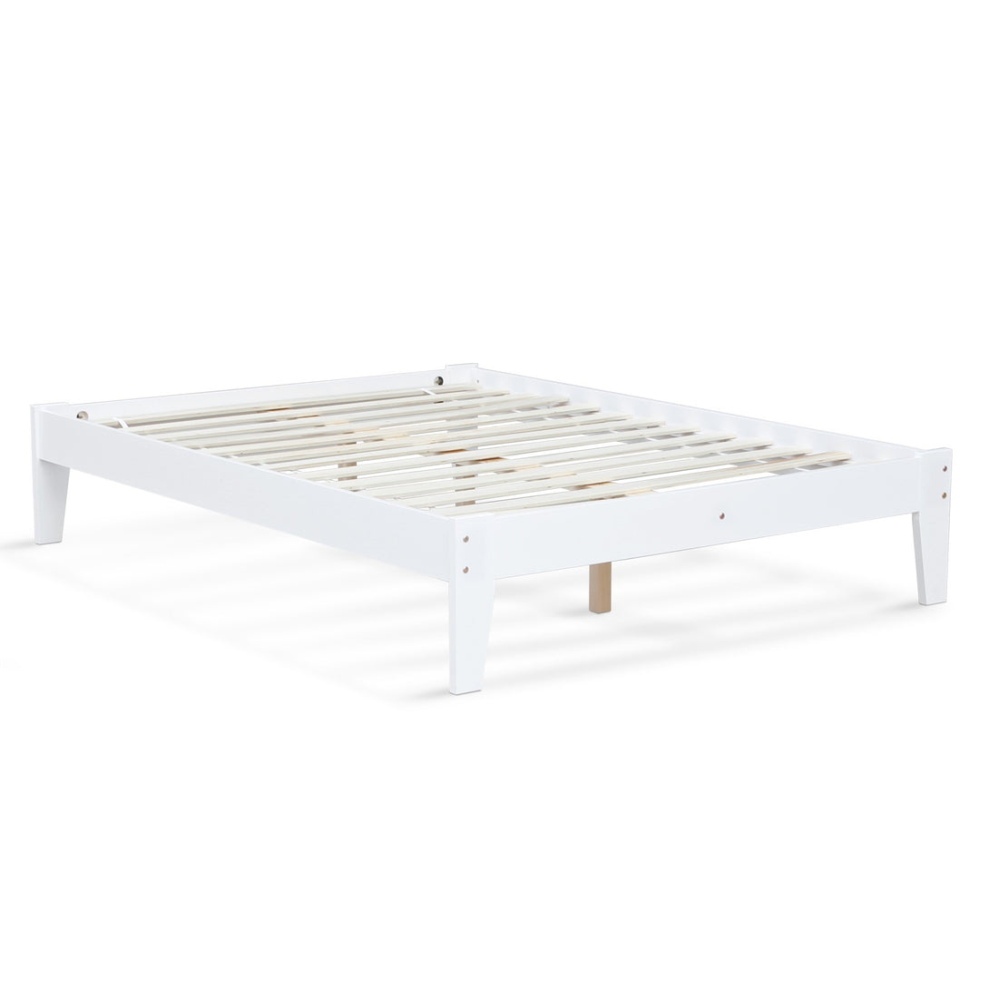 Meri Double Wooden Slat Bed Frame - White