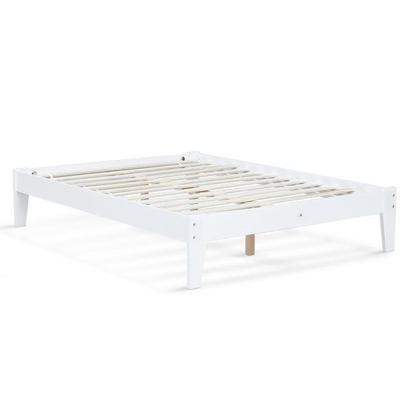 Meri Double Wooden Slat Bed Frame - White