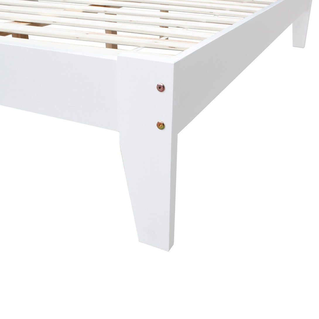 Meri Double Wooden Slat Bed Frame - White
